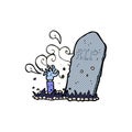 comic cartoon zombie rising from grave