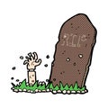 comic cartoon zombie rising from grave