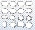 comic chat outline bubbles vector collection on transparent background, Royalty Free Stock Photo