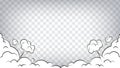 Comic frame background. Cartoon puff cloud frame on transparent background. Boom, pow effect. Explosion with puffs of Royalty Free Stock Photo