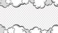 Comic clouds frame on transparent background. Cartoon vintage explosion. Comic book explosion. Explosion with puffs of