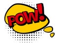 Comic colored hand drawn speech bubble. Retro cartoon sticker. Funny design vector item illustration. Comic text POW Royalty Free Stock Photo