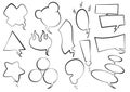 Comic colored hand drawn speech bubbles. Set retro cartoon stickers. Blank funny vector design elements Royalty Free Stock Photo