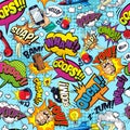 Comic colorful seamless pattern Royalty Free Stock Photo