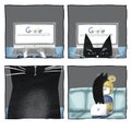 Comic cute cats. Comics storyboard with funny black cat