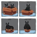 Comic cute cats. Comics storyboard with funny black cat