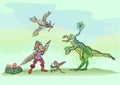 Comic dinosaur stole the eggs of birds