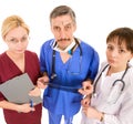 Comic doctor with his team Royalty Free Stock Photo