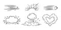 Comic doodle superhero speed smoke and explosion effect collection Royalty Free Stock Photo