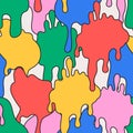 Comic dripping blots background in pop art, graffiti style. Funky paint drips, staines, drops seamless pattern