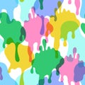 Comic dripping blots background in pop art, graffiti style. Funky paint drips, stains, drops seamless pattern