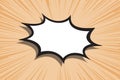 Comic dynamic bright template with white speech bubble speed lines rays background Royalty Free Stock Photo
