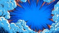 Comic explosion cloud blue background pop art retro cartoon dramatic dynamic Royalty Free Stock Photo