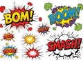Comic explosion effects isolated on white background Royalty Free Stock Photo