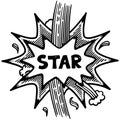 Comic explosion with star text black and white burst, doodle illustration with dynamic lines, pop art sound effect, AI Generative Royalty Free Stock Photo