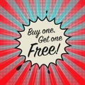 Comic explosion with text Buy One, Get One Free Royalty Free Stock Photo