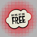 Comic explosion with text Buy One, Get One Free Royalty Free Stock Photo