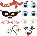 Comic Eyes Set, Illustration of a set of funny cartoon human, animals, pets or creature's eyes with various expressions