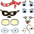 Comic Eyes Set, Illustration of a set of funny cartoon human, animals, pets or creature`s eyes with various expressions