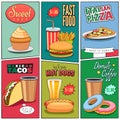 Comic Fast Food Mini Posters Collection Royalty Free Stock Photo