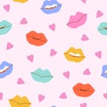 Comic female lips background in pop art, hippie retro style Royalty Free Stock Photo