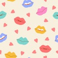 Comic female lips background in pop art, hippie retro style Royalty Free Stock Photo