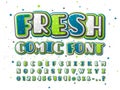 Comic font. Cartoon green-blue alphabet Royalty Free Stock Photo