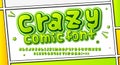 Comics font. Cartoonish alphabet on comic book page