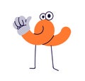 Comic funny character showing thumbup, ok hand gesture. Cute whimsical fiction twisted shape liking, recommending with Royalty Free Stock Photo