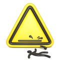 Comic funny wet floor sign with falling man 3D Royalty Free Stock Photo