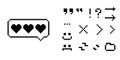 Comic game pixel art speech balloon vector. Dialog cloud with heart, folder, cross and quote mark. Retro chat icon