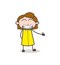 Comic Girl Grimacing Face Expression and Gesture Vector