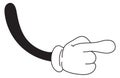 Comic hand pointing finger. Cartoon white glove palm Royalty Free Stock Photo
