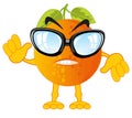 Comic illustration of the alive fruit tangerine bespectacled