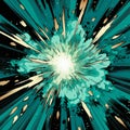 Teal Retro Comic Book Style Supernova Explosion