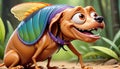 Comic illustration smiling dog flea cartoon