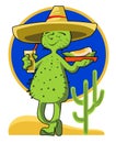 The comic image of a cactus in sombrero