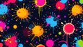 Comic inspired paint pattern with vibrant neon colors forming chaotic splashes Royalty Free Stock Photo
