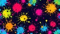 Comic inspired paint pattern with vibrant neon colors forming chaotic splashes Royalty Free Stock Photo