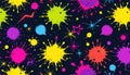 Comic inspired paint pattern with vibrant neon colors forming chaotic splashes Royalty Free Stock Photo