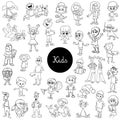 Comic kids characters black and white set Royalty Free Stock Photo