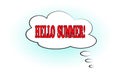 Comic lettering Hello Summer in the speech bubble. Pop art vector illustration isolated on white background.