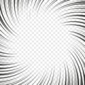 Comic manga radial lines with speed effect for comics book. Black and white explosion background. Flash ray blast glow Royalty Free Stock Photo