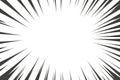 Comic manga radial lines with speed effect for comics book. Black and white explosion background. Flash ray blast glow Royalty Free Stock Photo