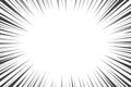 Comic manga radial lines with speed effect for comics book. Black and white explosion background. Flash ray blast glow Royalty Free Stock Photo