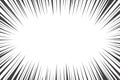 Comic manga radial lines with speed effect for comics book. Black and white explosion background. Flash ray blast glow Royalty Free Stock Photo