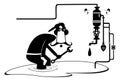 Breakdown, mechanic and pipe construction illustration