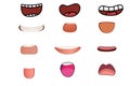 Comic mouth set isolated on white background. cartoon human characters .