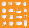 Comic paper cut speak bubble message vector set Royalty Free Stock Photo