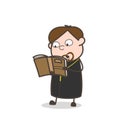 Comic Priest Reading Bible Vector Illustration Royalty Free Stock Photo